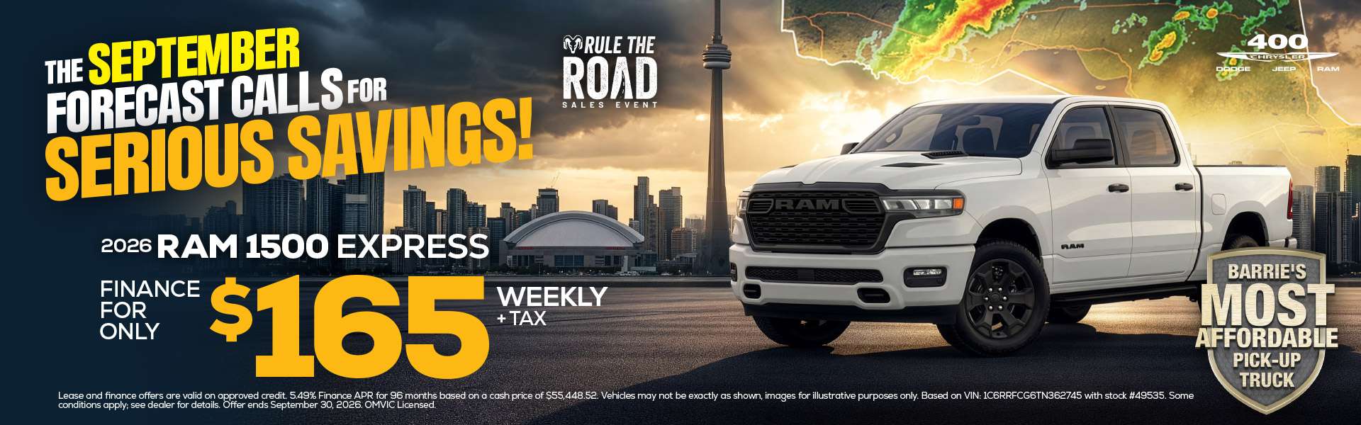 2026 Ram 1500 Express Barrie's Most Affordable Pick-up Truck Finance For Only $165 Weekly